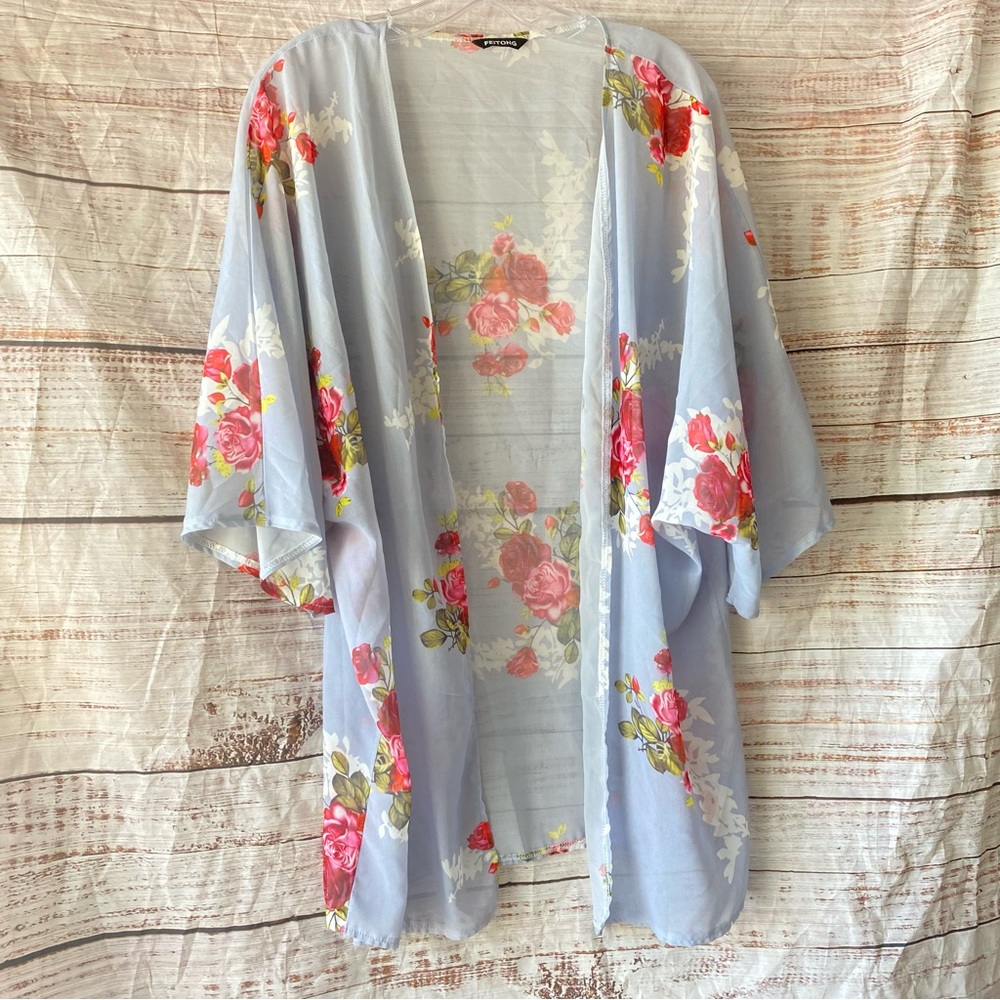 Lightweight chiffon kimono cardigan, silky  quick dry shirt style for  cover up